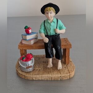 Amish Country Collection "Schoolboy" 606# 1996 series Amish Boy Sitting On Bench